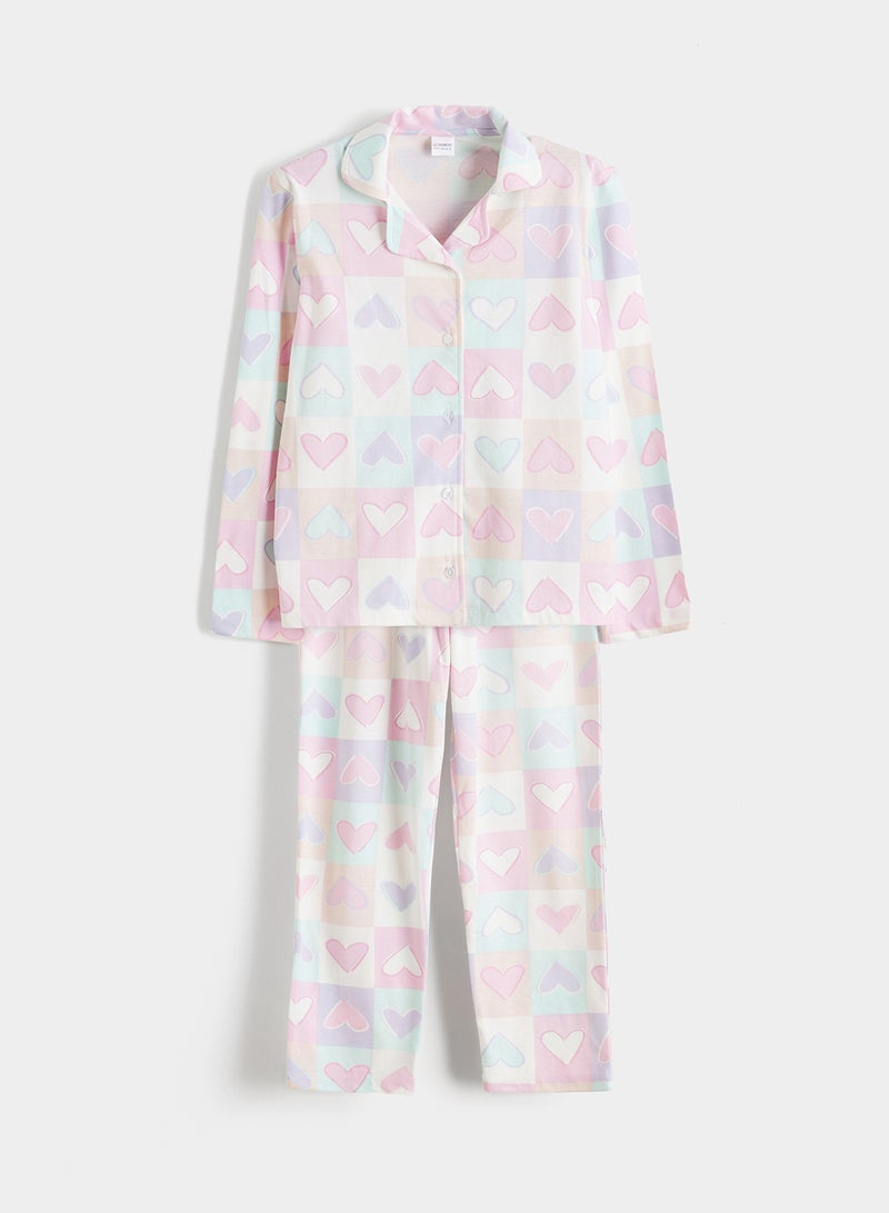 LC WAIKIKI Collared Neck Girls' Pyjama Set - Image 1